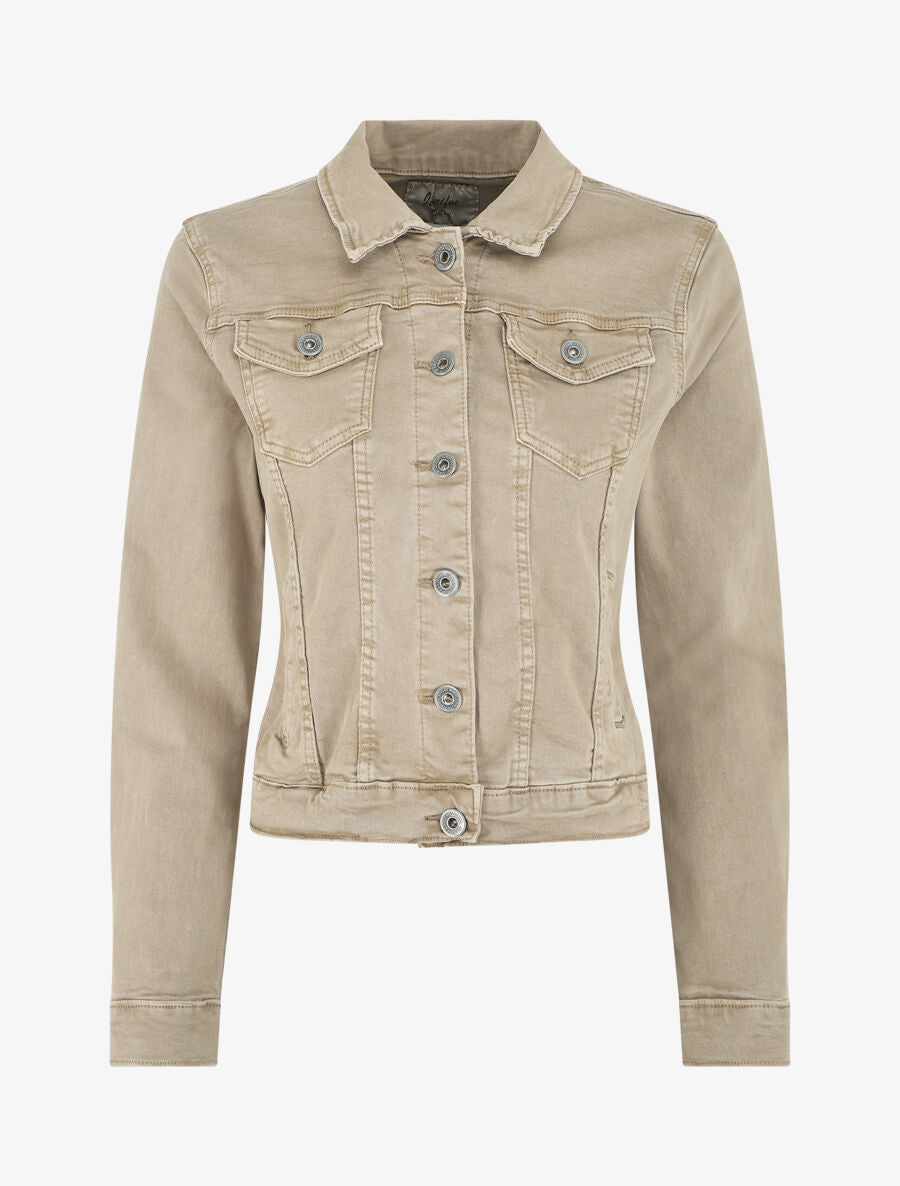 Veste en jean droite - Beige - 1