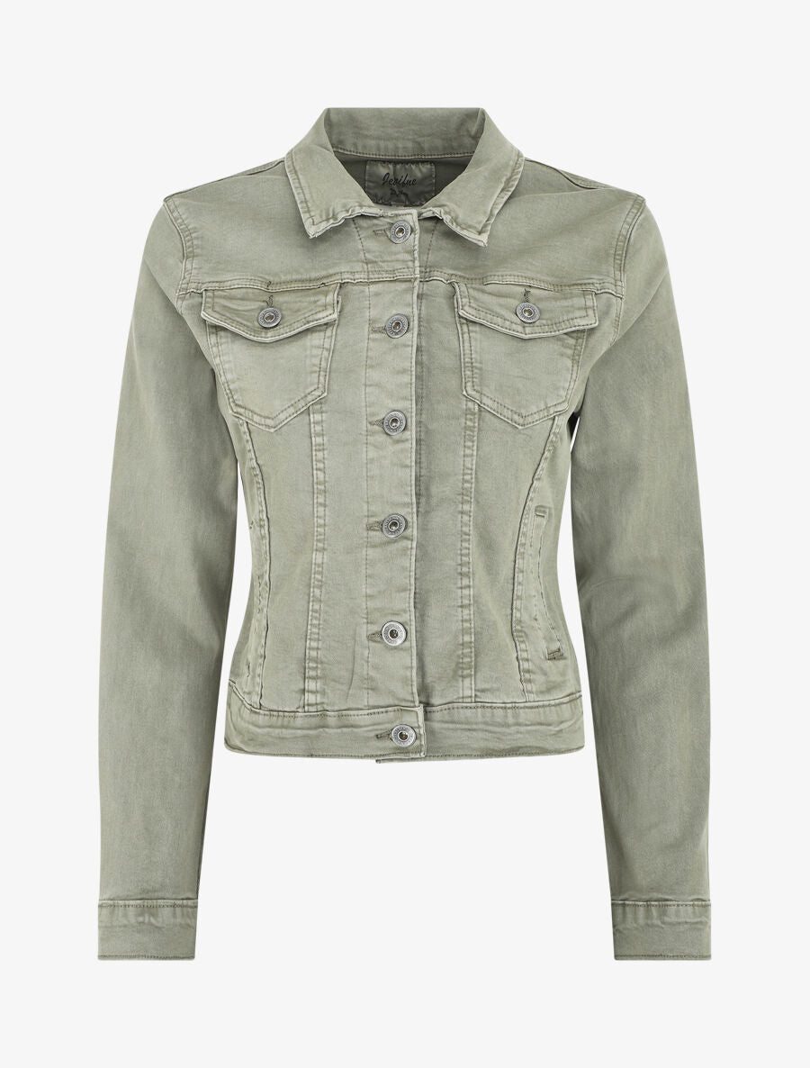 Veste en jean droite - Kaki - 1