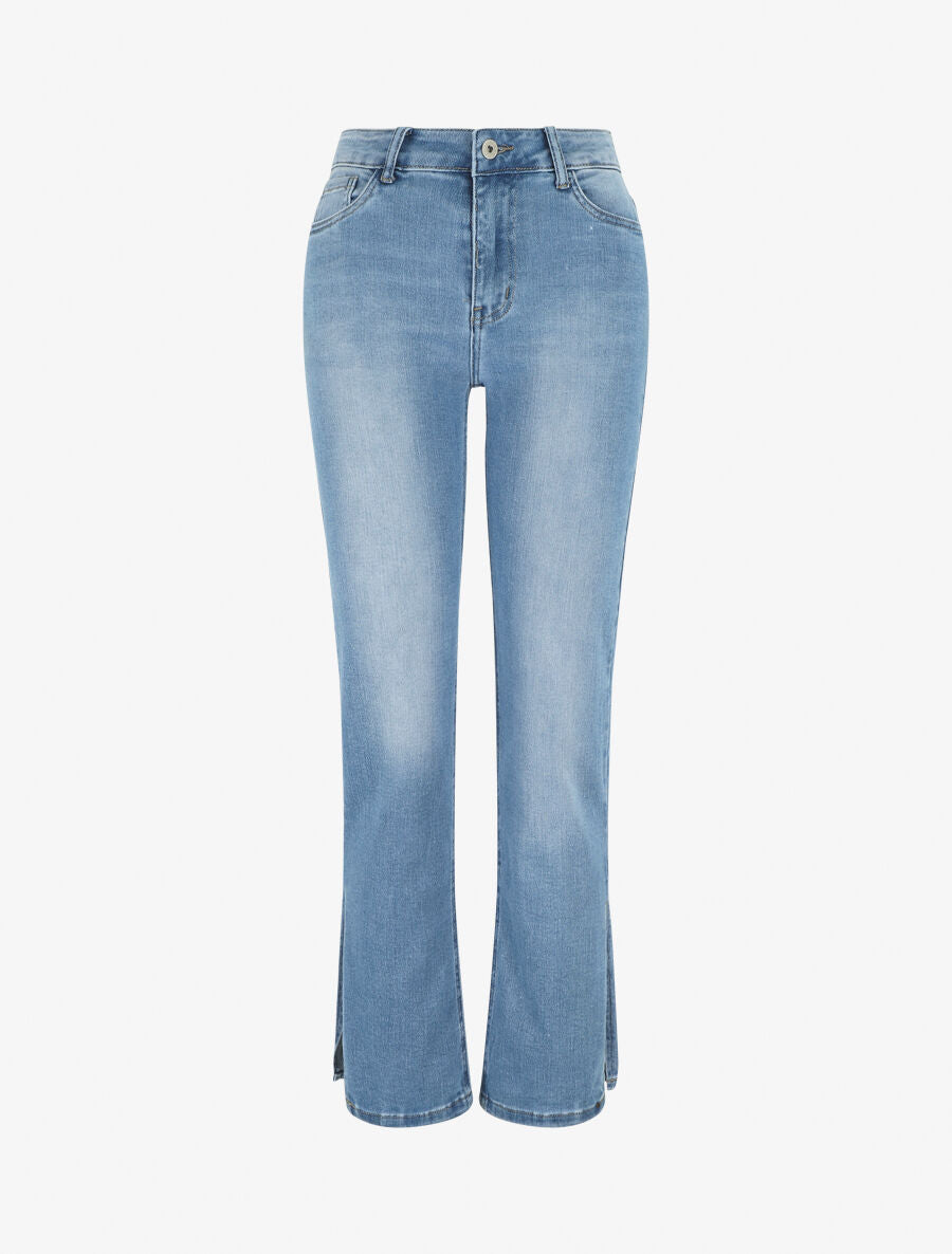 Jean droit taille standard bords fendus - Bleu - 4