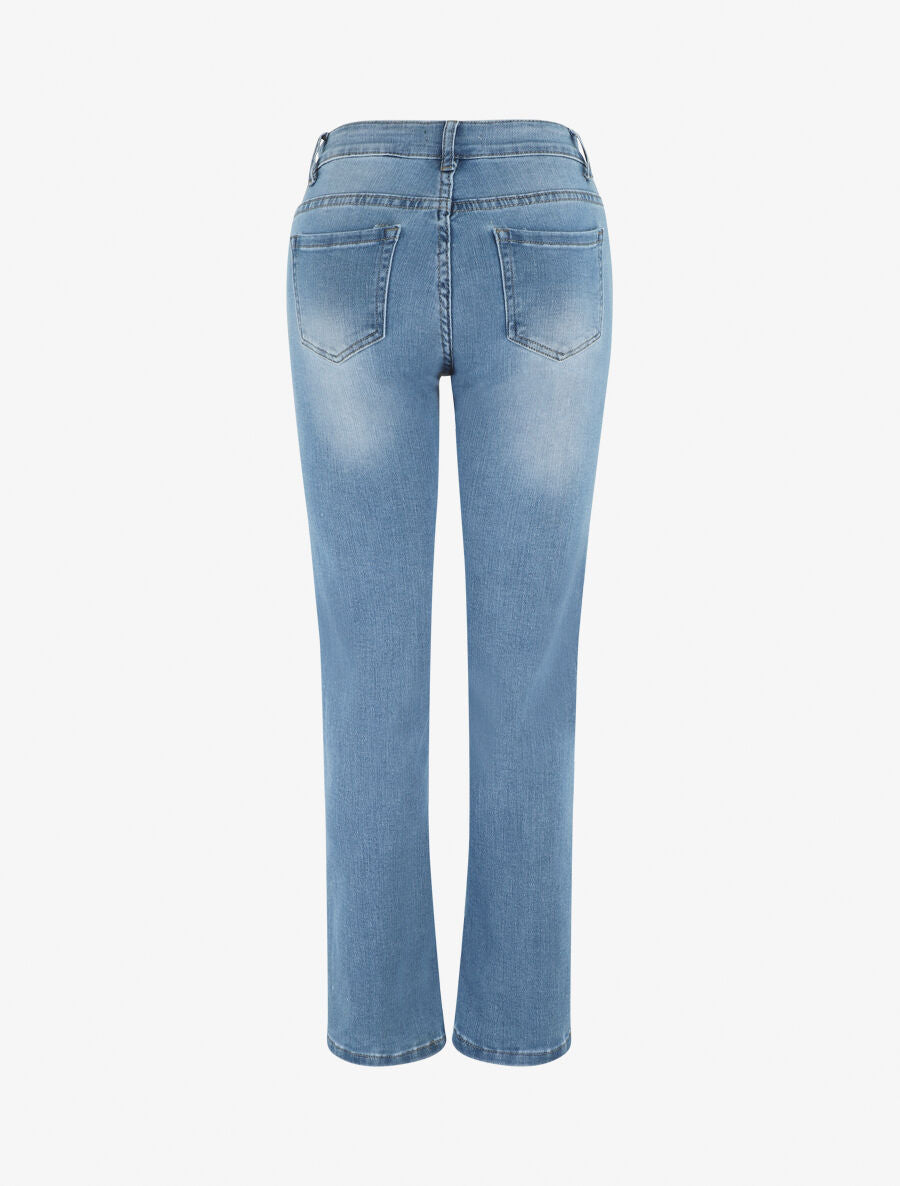 Jean droit taille standard bords fendus - Bleu - 2