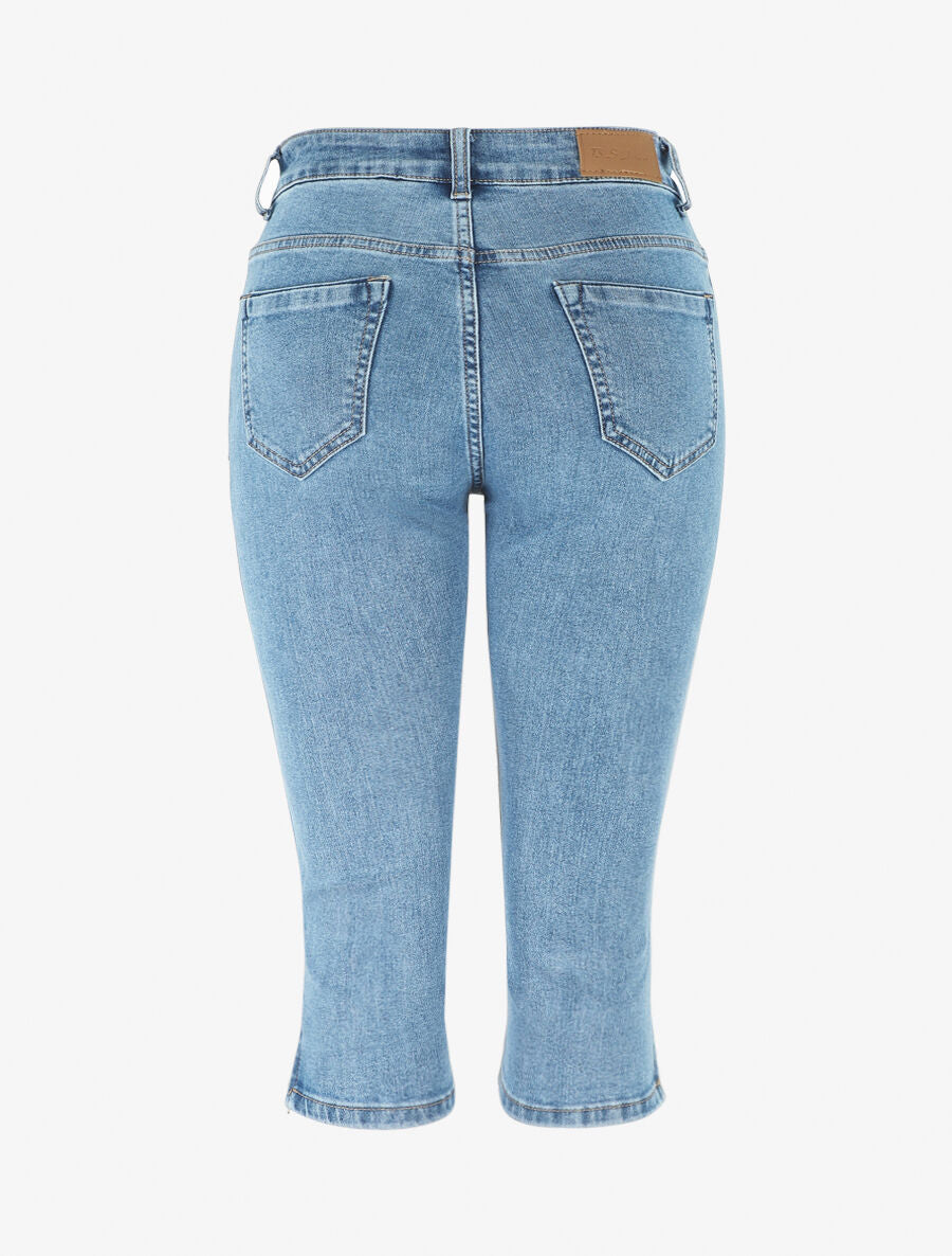 Pantacourt slim taille standard bords à zip - Bleu - 2