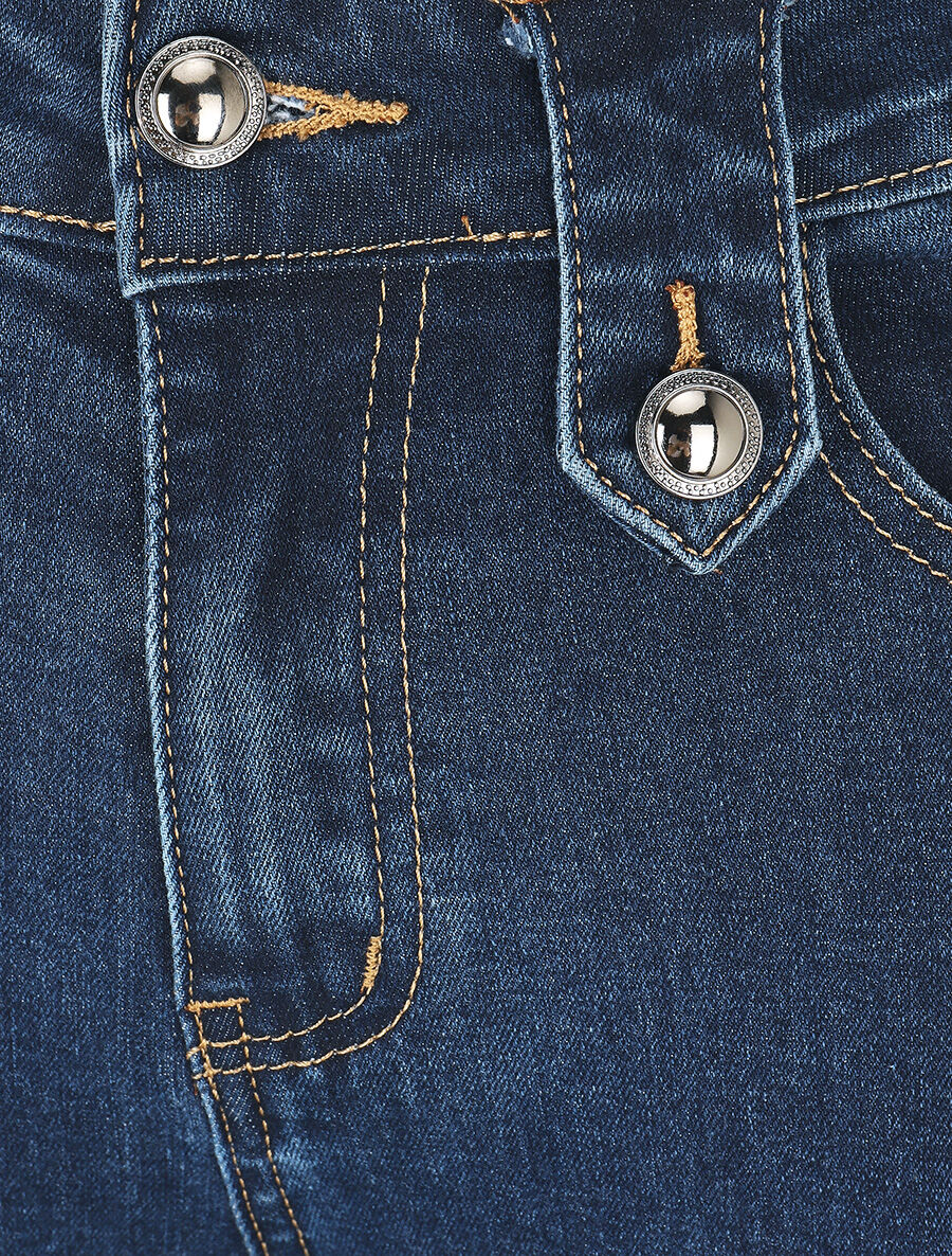 Jean à passants stylisés coupe skinny - Bleu - 3