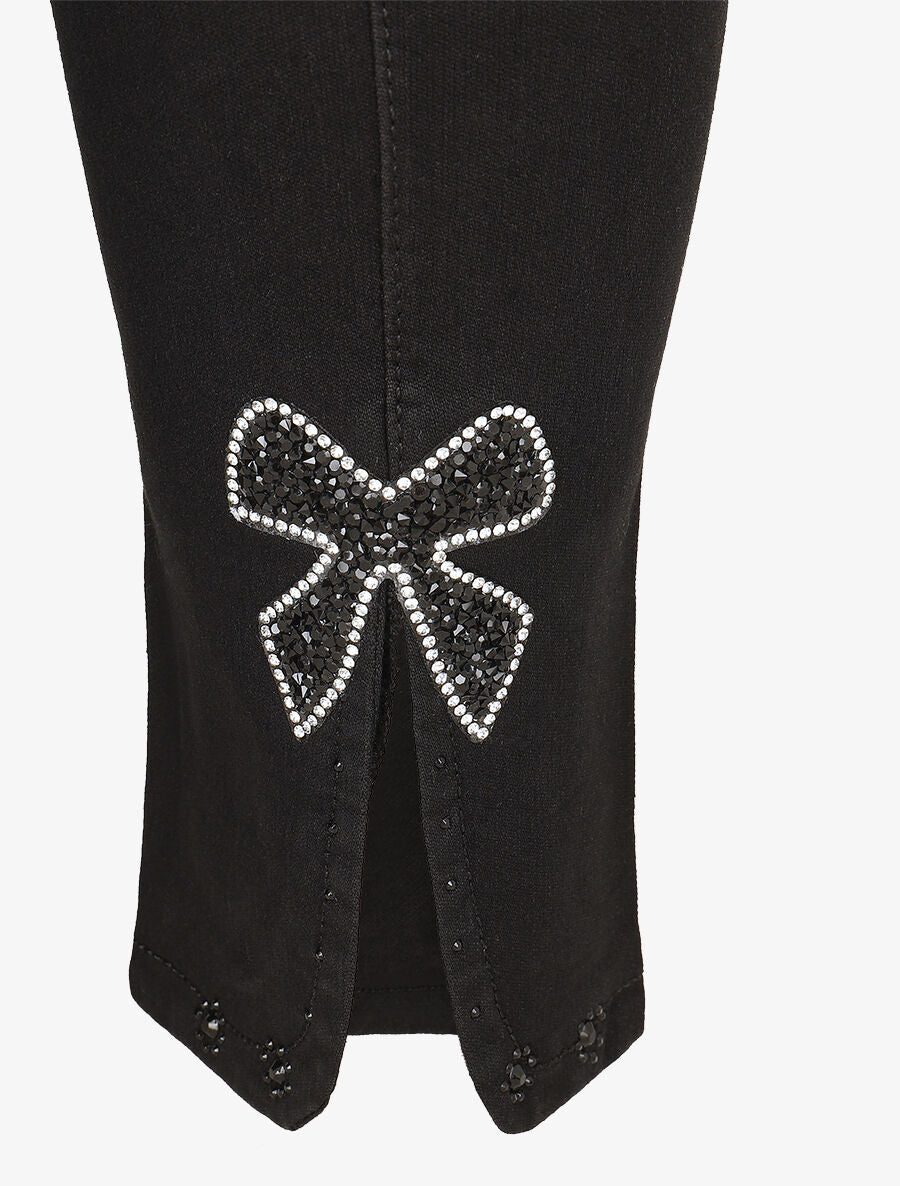 Jean standard à strass coupe skinny - Noir - 3