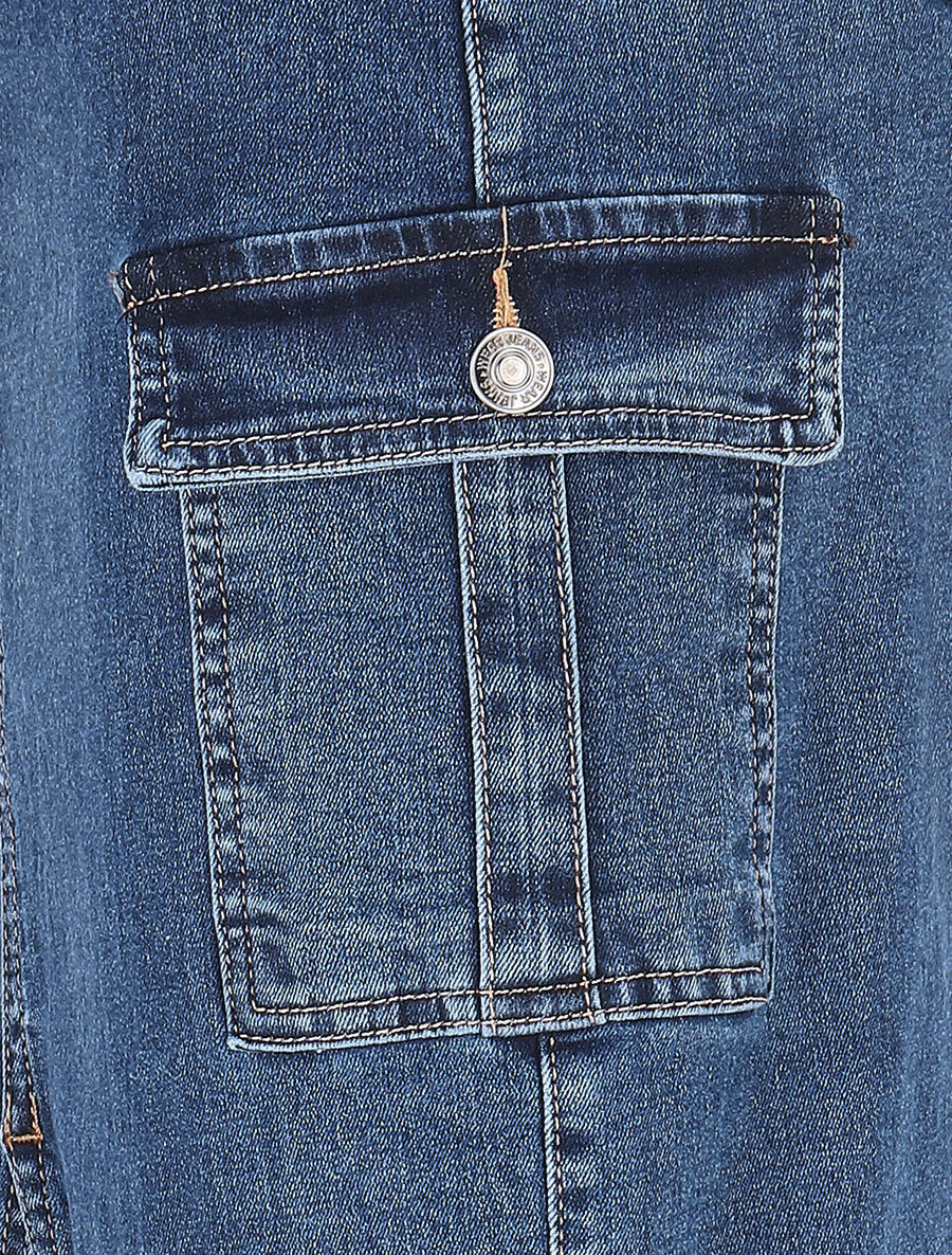 Jupe cargo fendue en jean - Bleu - 3