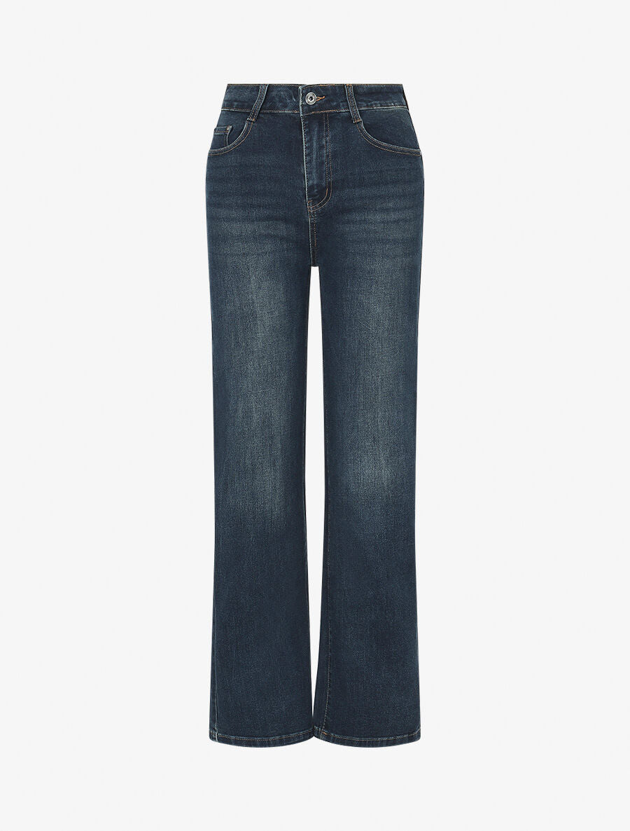Jean standard push up délavé coupe droite - Bleu - 1