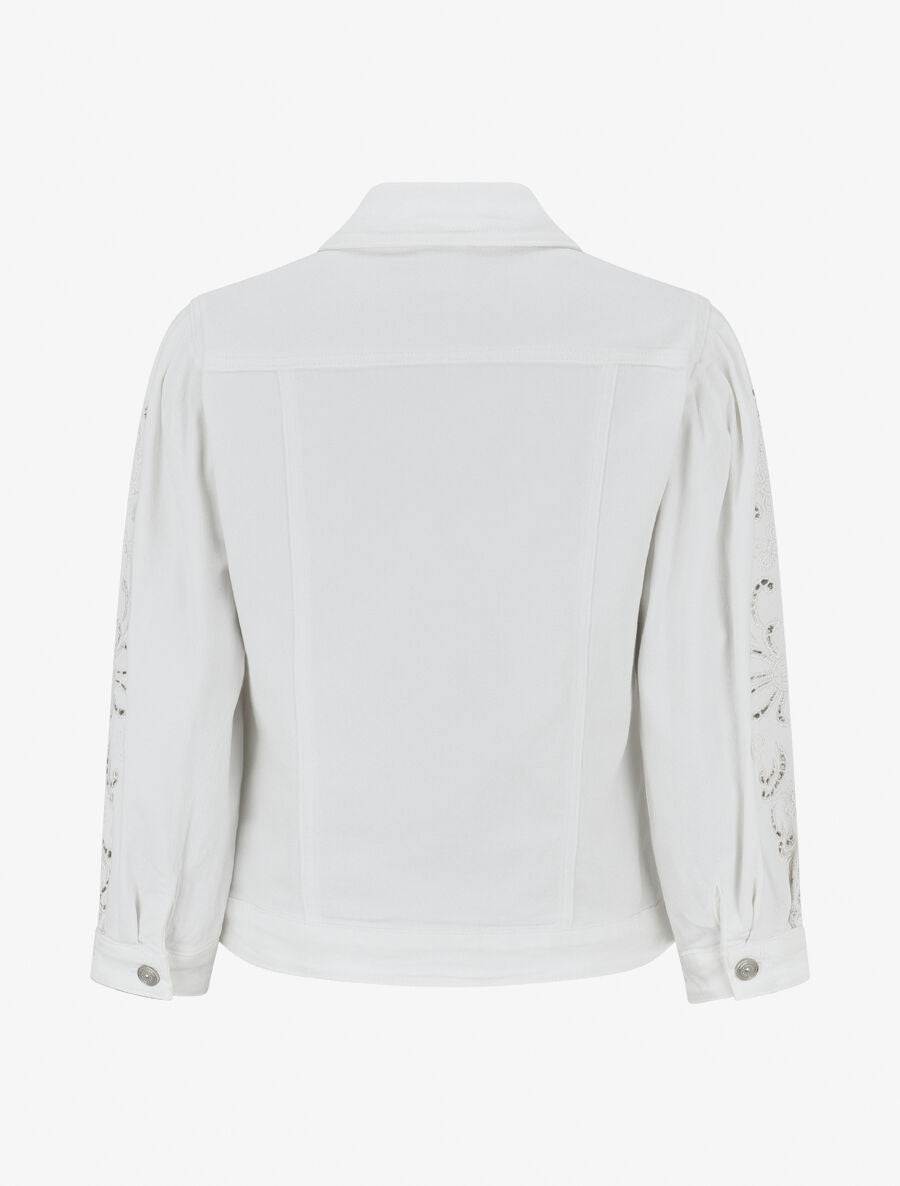 Veste en jean à manches longues stylisées - Blanc - 2
