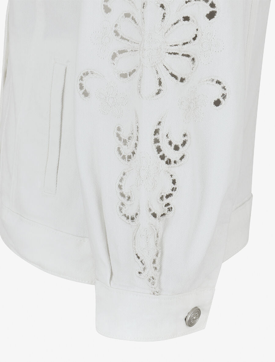 Veste en jean à manches longues stylisées - Blanc - 3