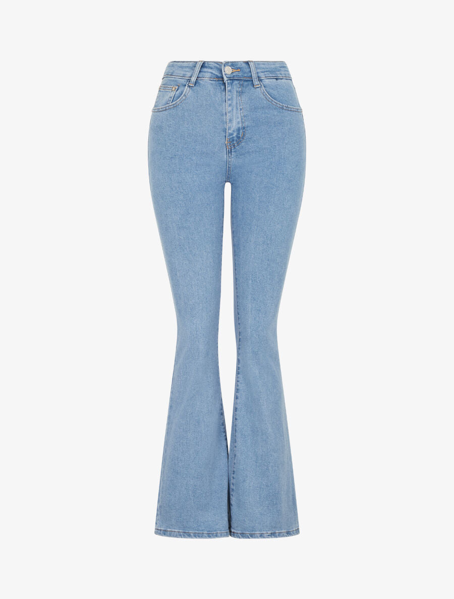 Jean taille haute coupe flare - Bleu clair - 1