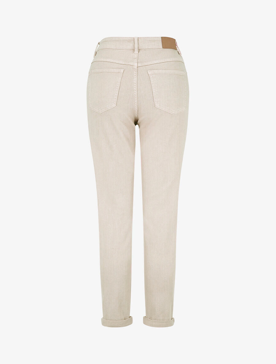 Jean à revers coupe droite - Beige - 2