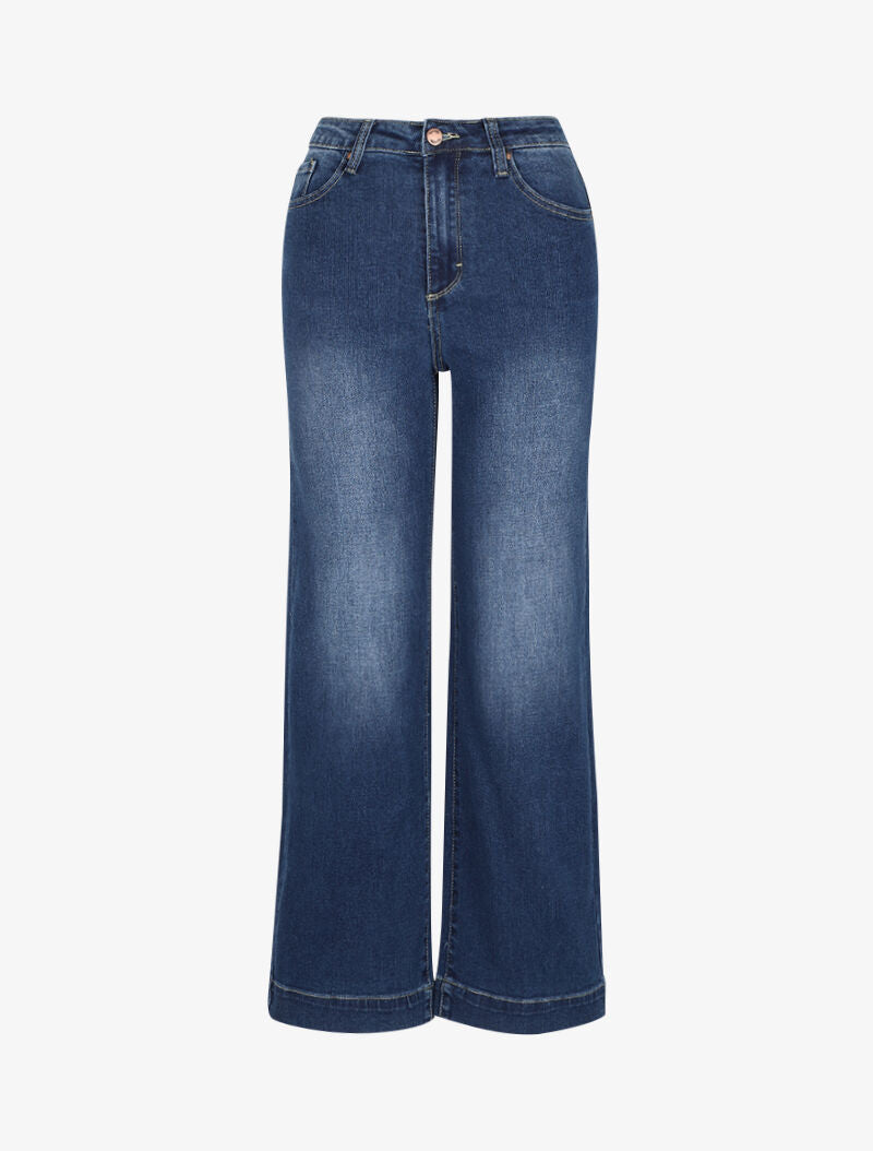 Jean coupe droite délavé - Bleu denim - 4