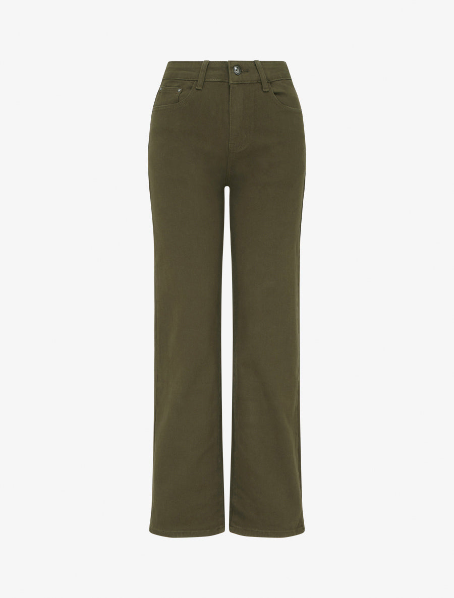 Jean wide leg coupe droite - Kaki - 1