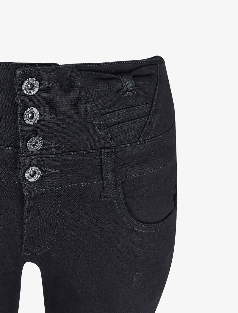 Jean taille empire à détail noeud - Noir - 5
