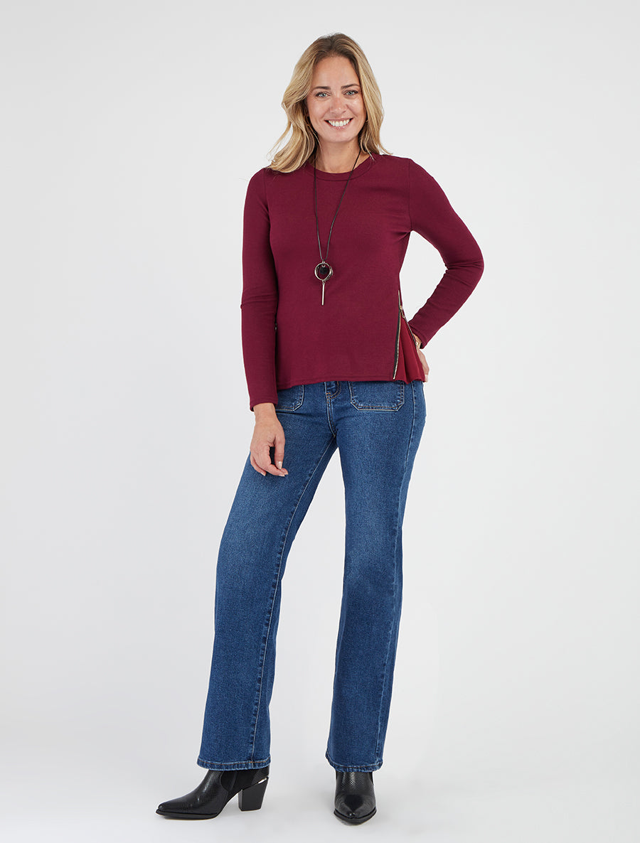 Jean de pierna ancha corte recto - Azul