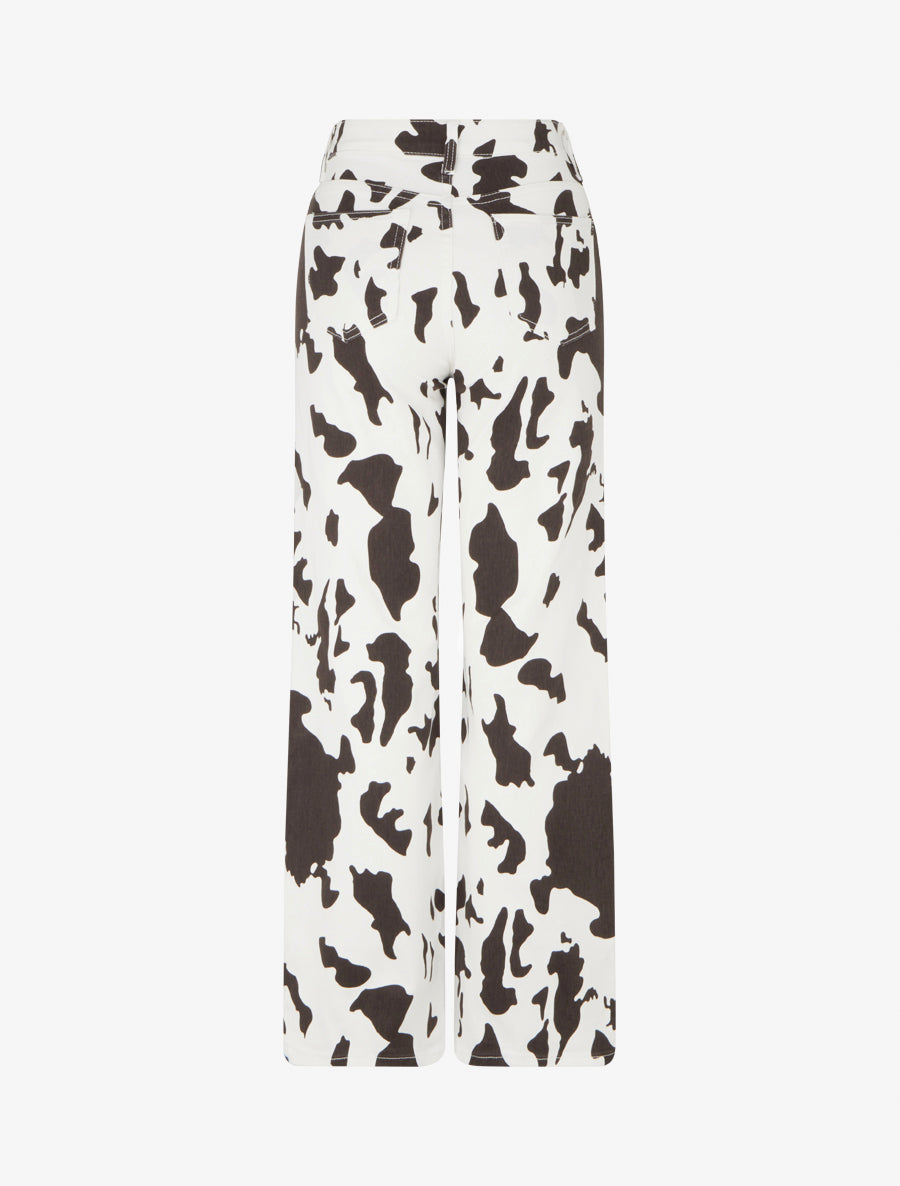 Jean wide leg à imprimé vache - Marron - 2