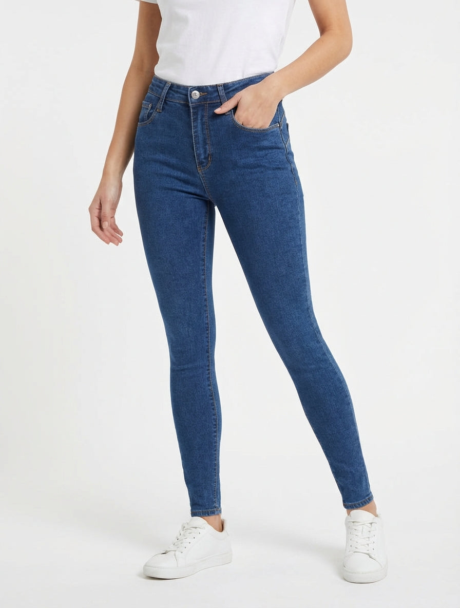 Jean push up corte skinny - Azul