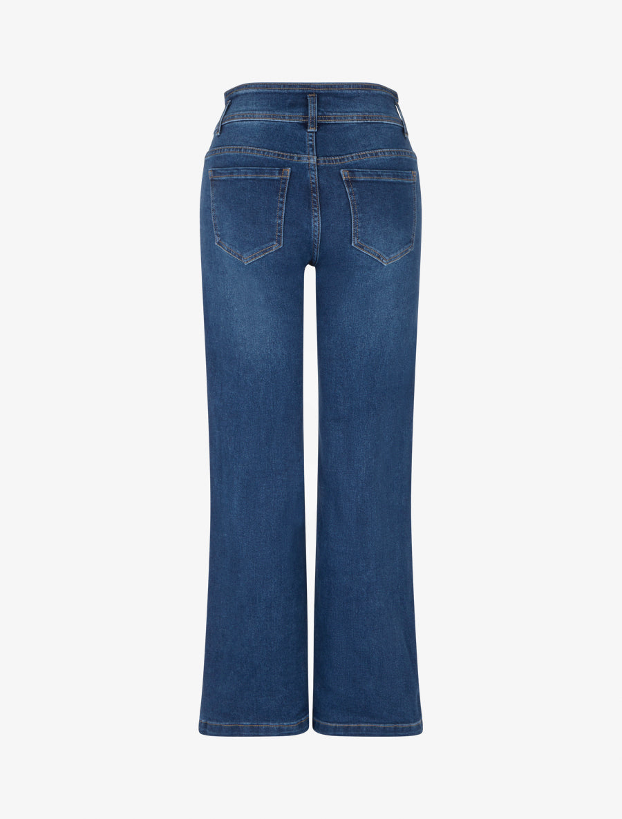 Jean wide leg à fermeture 2 boutons - Bleu - 2