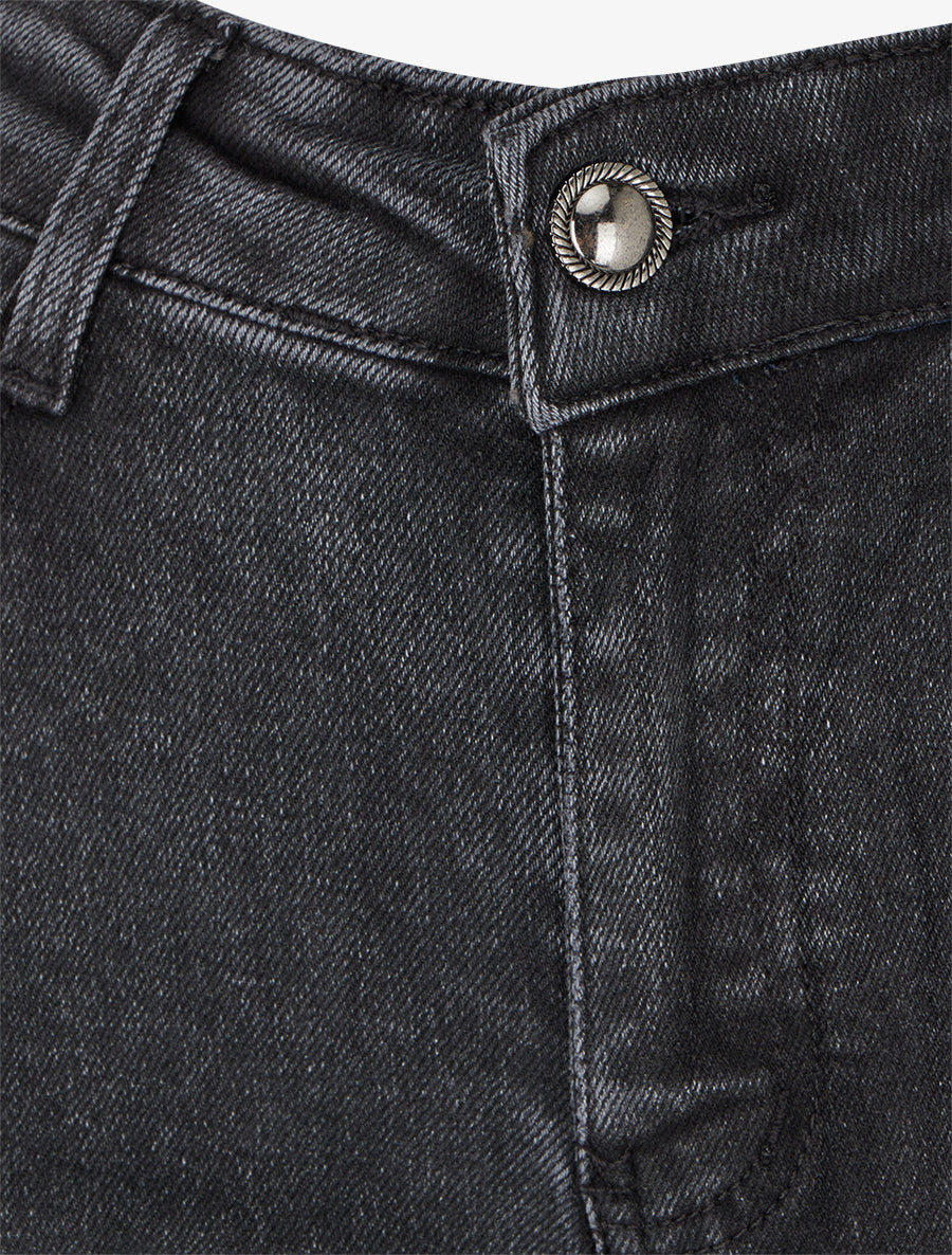 Jean uni wide leg coupe droite - Noir - 3