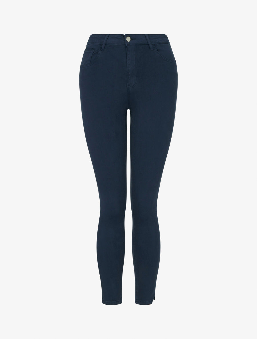 Jean skinny uni à taille standard - Marine - 1