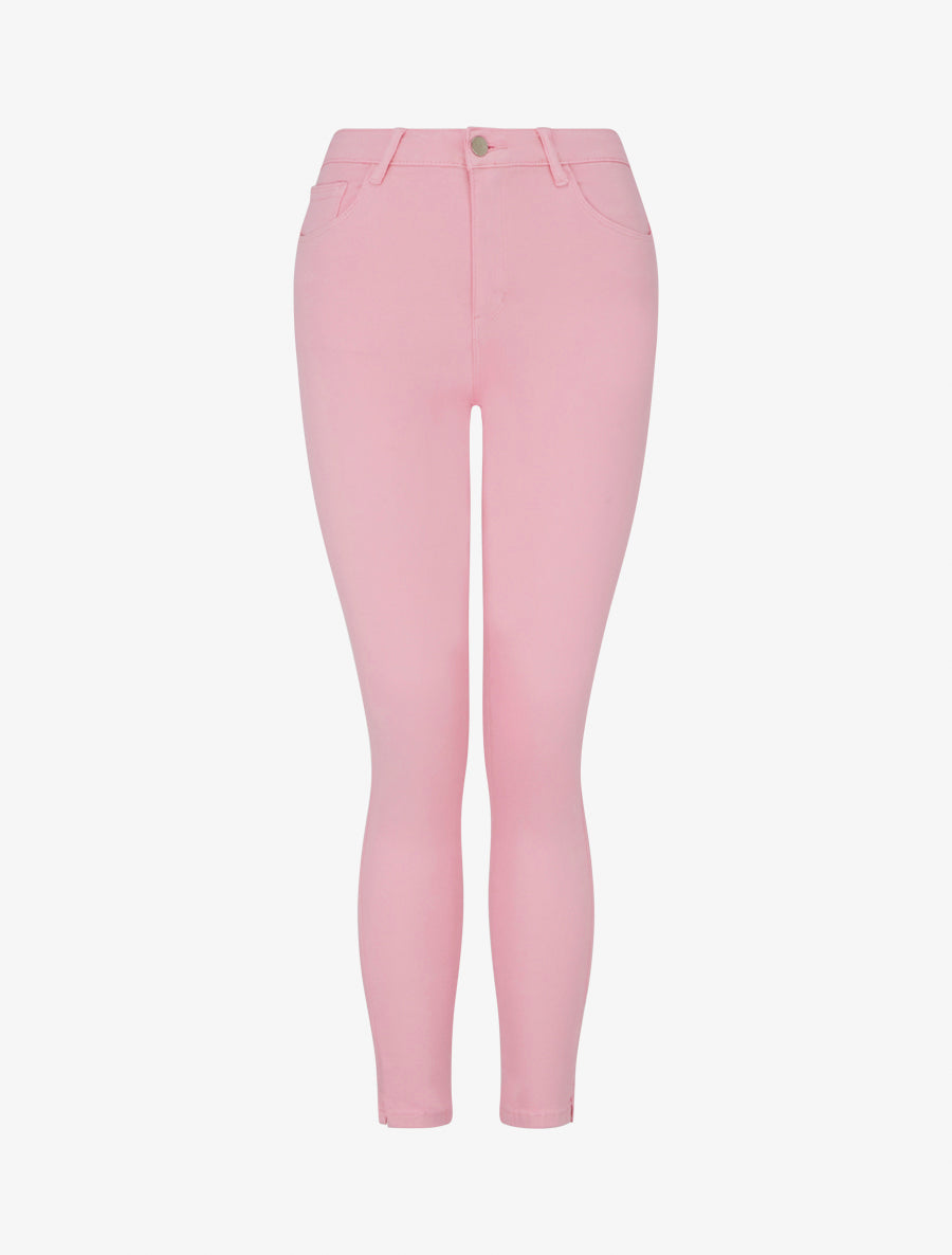 Jean skinny uni à taille standard - Rose - 1