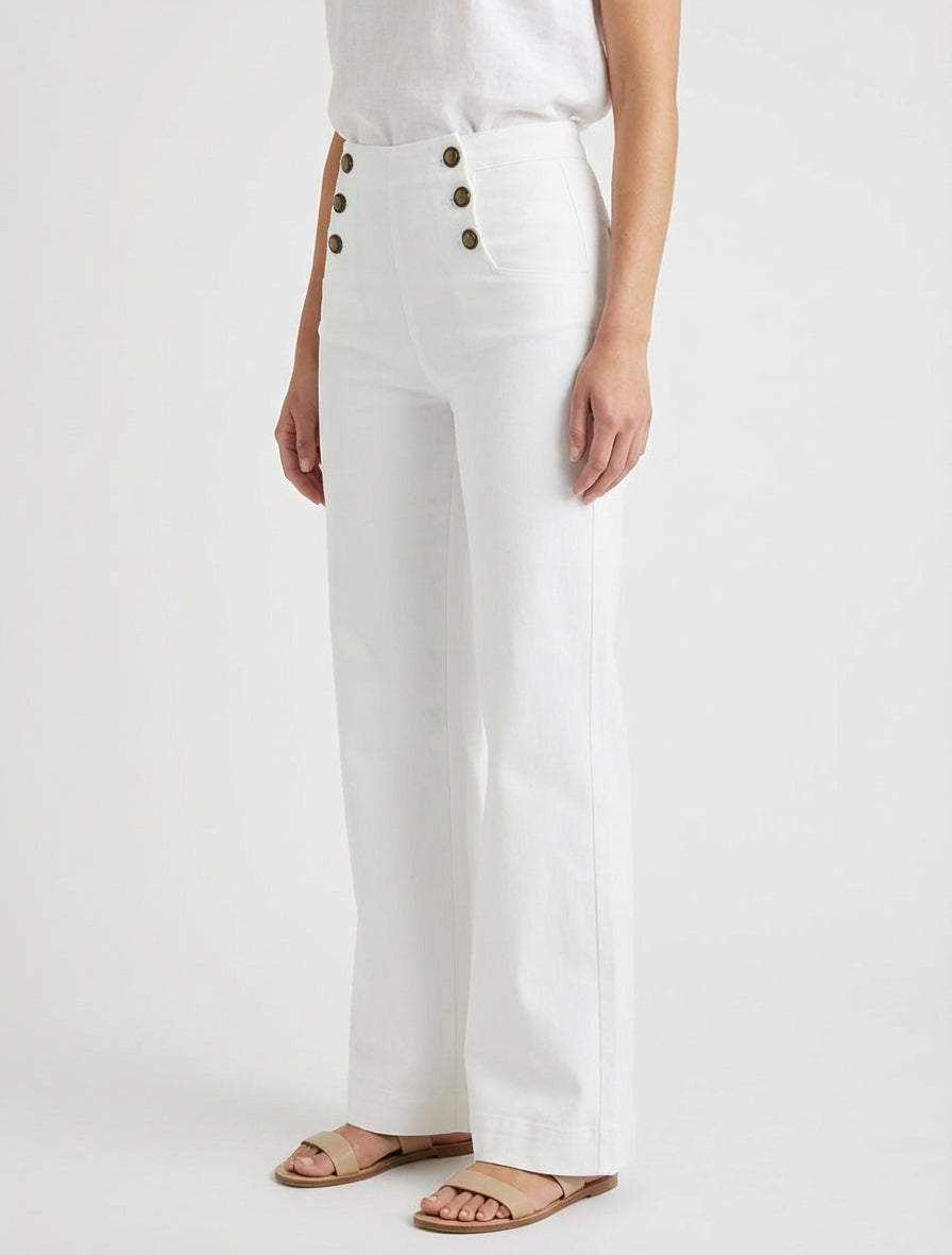 Jean recto estilo pantalón con puente - Blanco