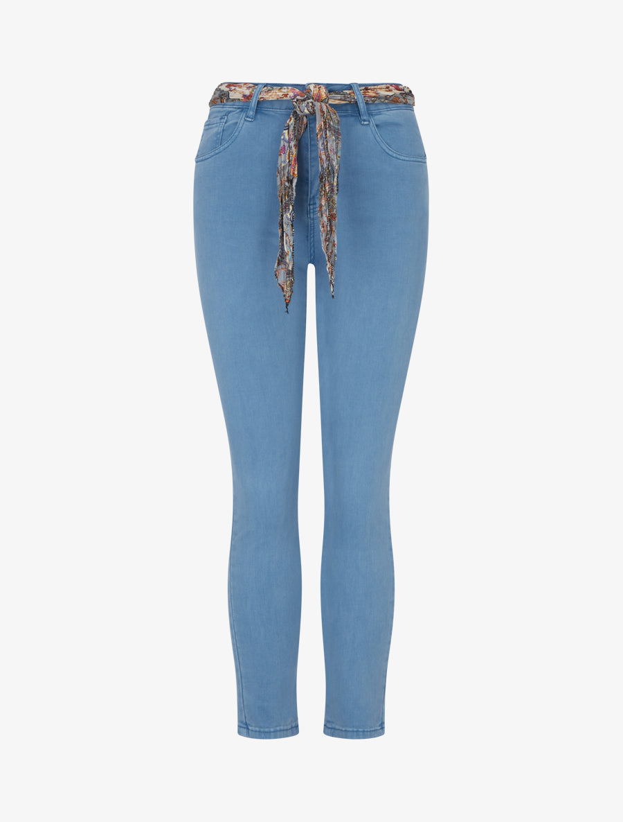 Jean skinny à ceinture imprimée - Bleu clair - 1