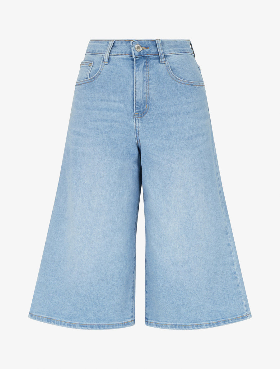 Bermuda ample à taille haute - Bleu - 1