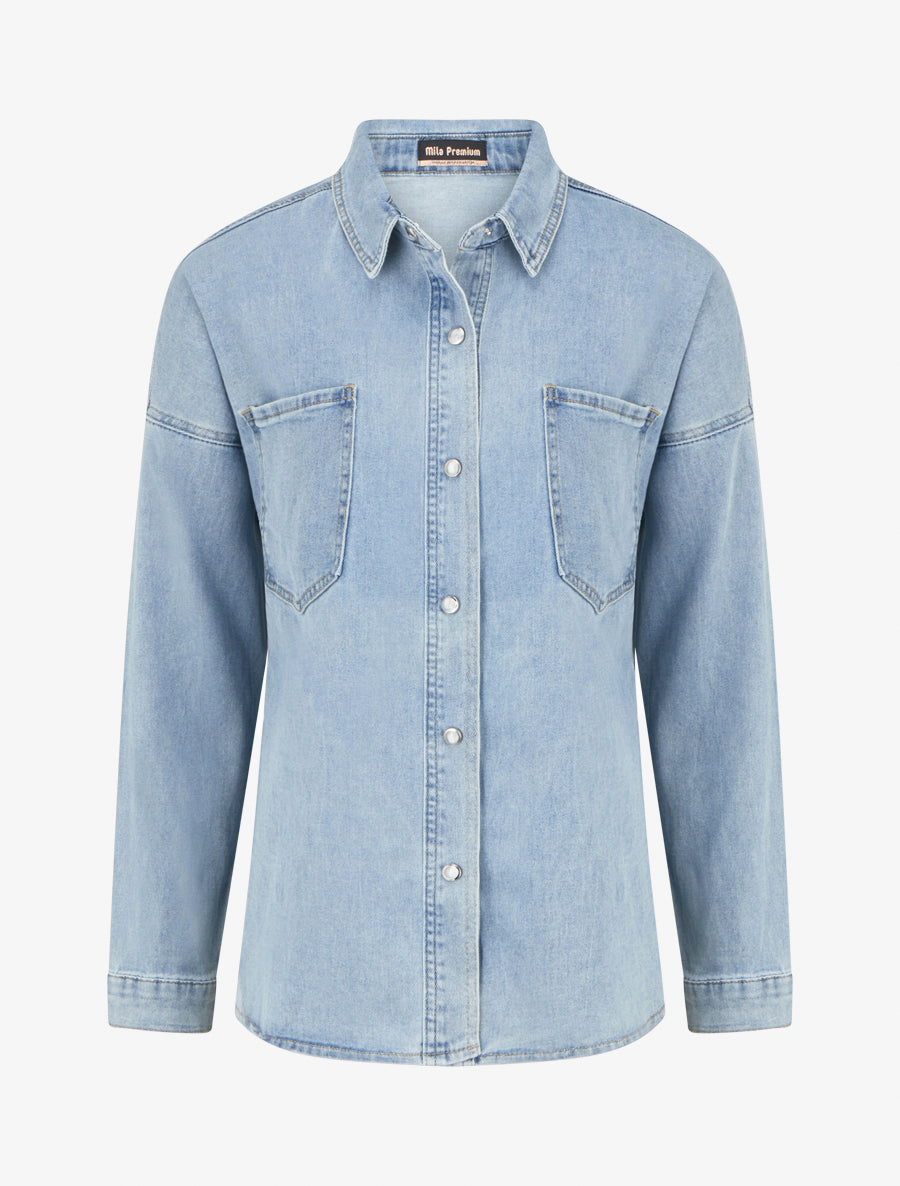 Chemise en jean droite - Bleu clair - 1
