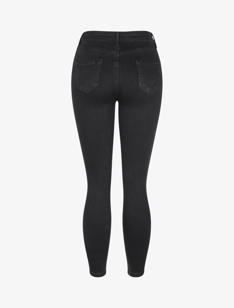 Jean skinny stretch à fines éraflures - Noir - 2