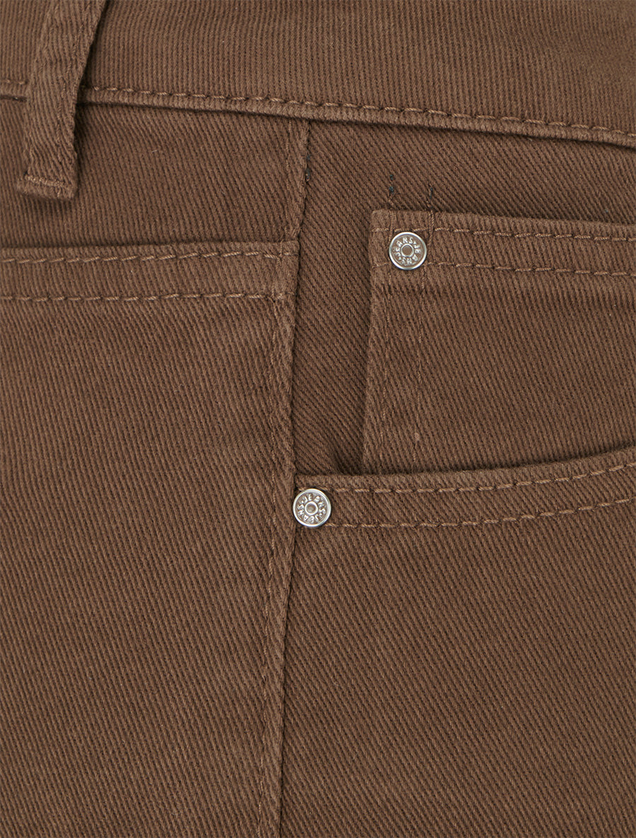 Jean wide leg taille haute - Marron - 3