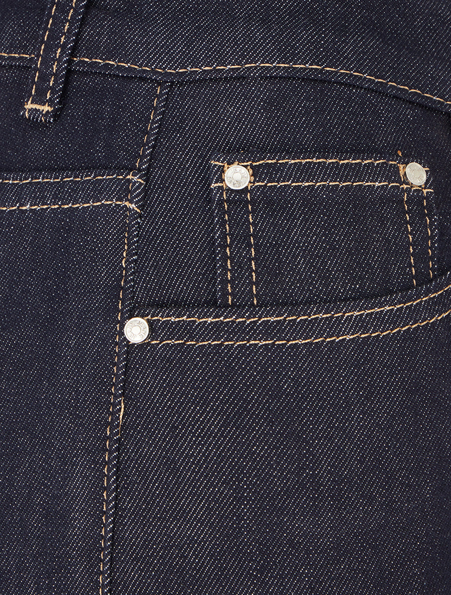 Jean wide leg à surpiqûres coupe droite - Bleu brut - 3