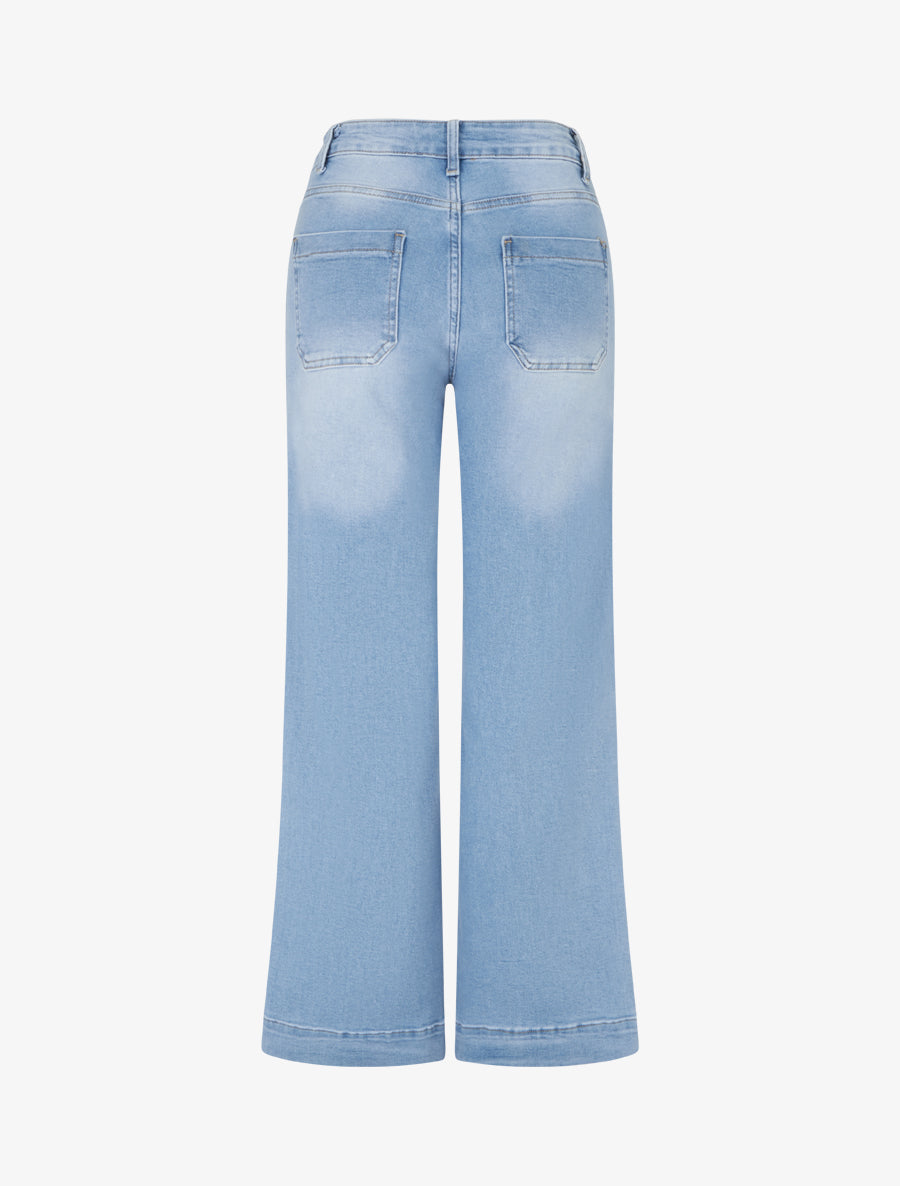 Jeans droit à poches plaquées - Bleu clair - 2