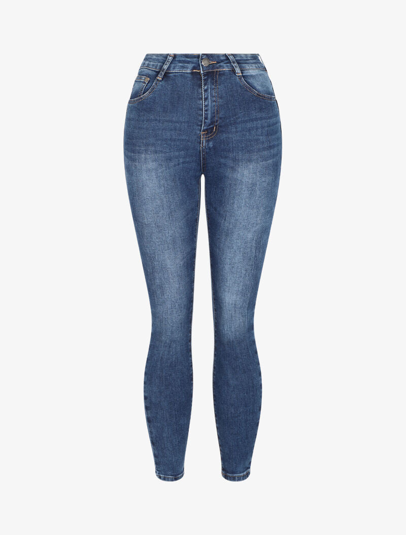 Jean skinny délavé et stretch - Bleu - 4