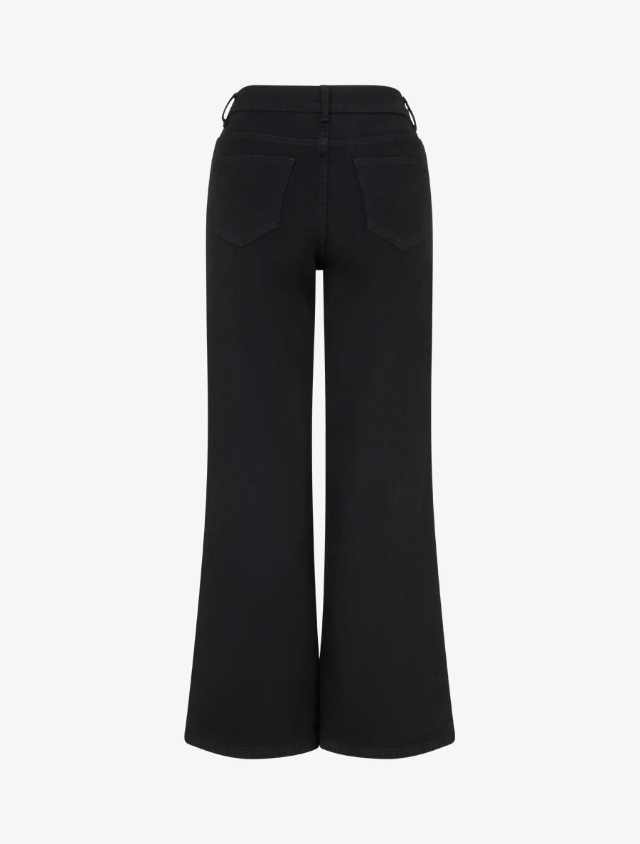Jean wide leg taille haute uni - Noir - 2
