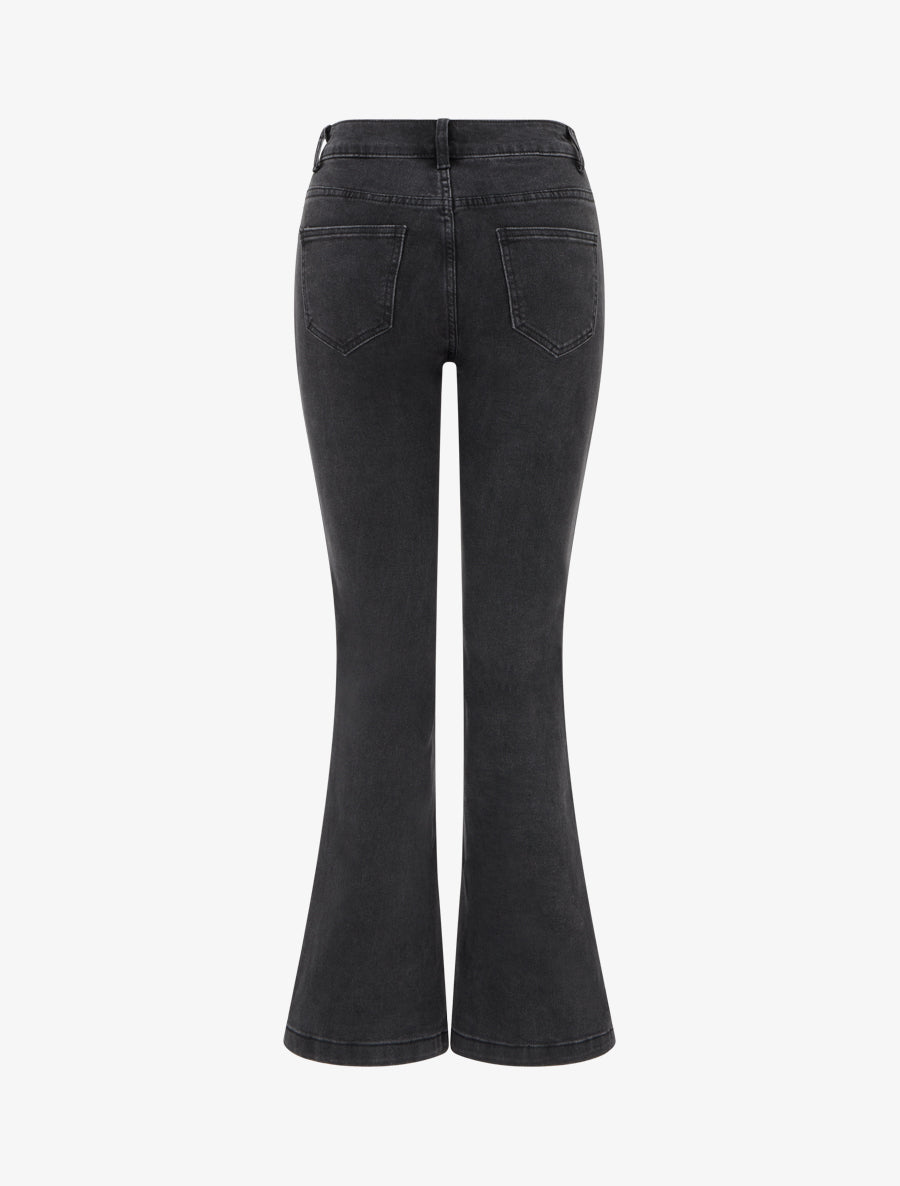 Jean taille haute coupe flare - Gris anthracite - 2