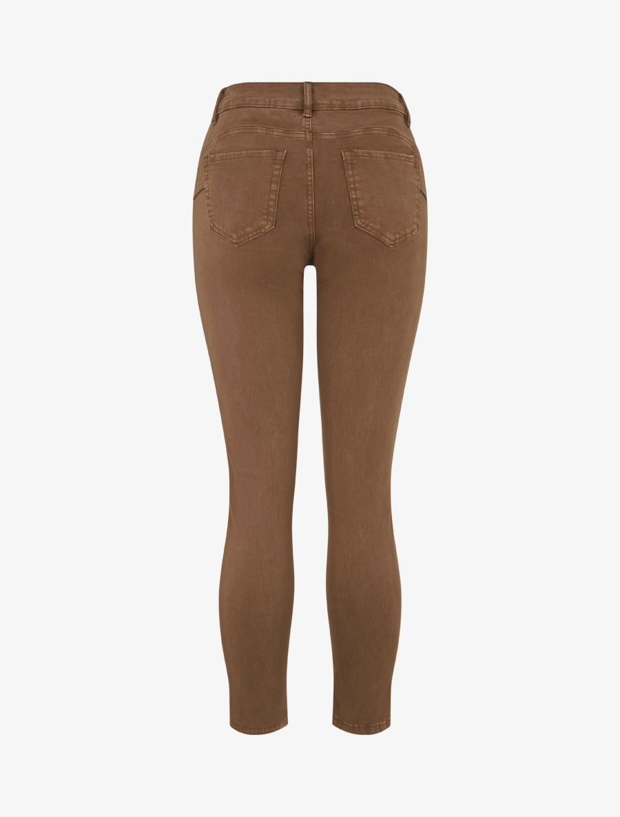 Jean slim uni à taille haute - Marron - 2