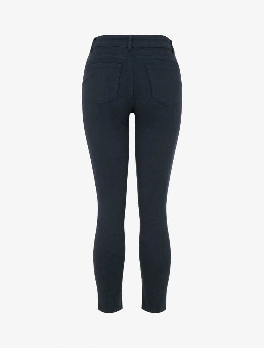 Jean slim uni à taille haute - Bleu nuit - 2