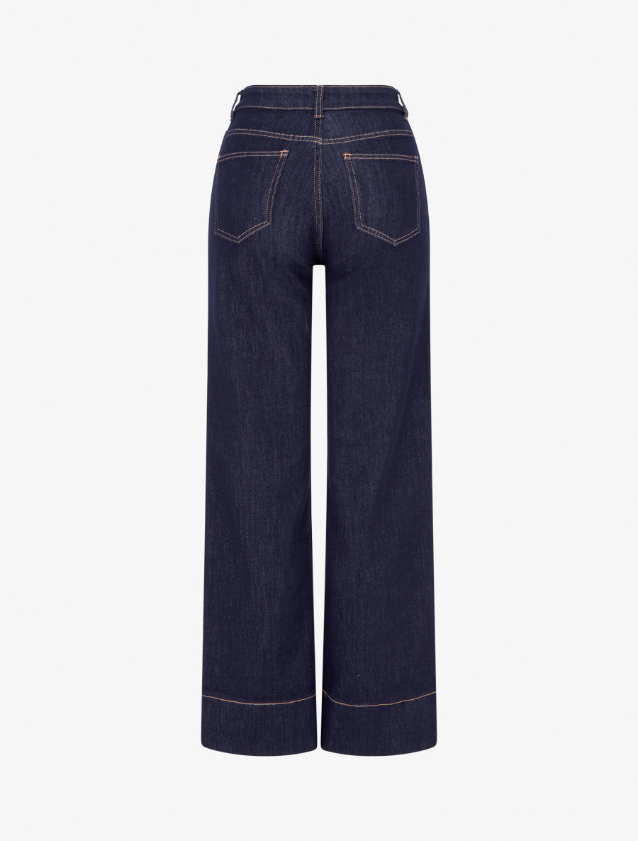 Jean wide leg taille haute - Bleu brut - 2