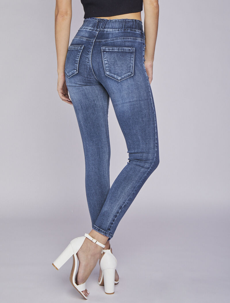 Jogpant en jean skinny délavé - Bleu denim - 2
