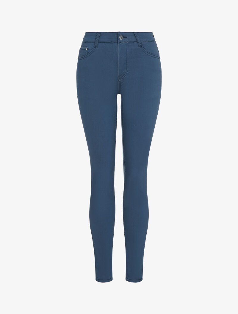 Jean slim uni à taille standard - Bleu - 1