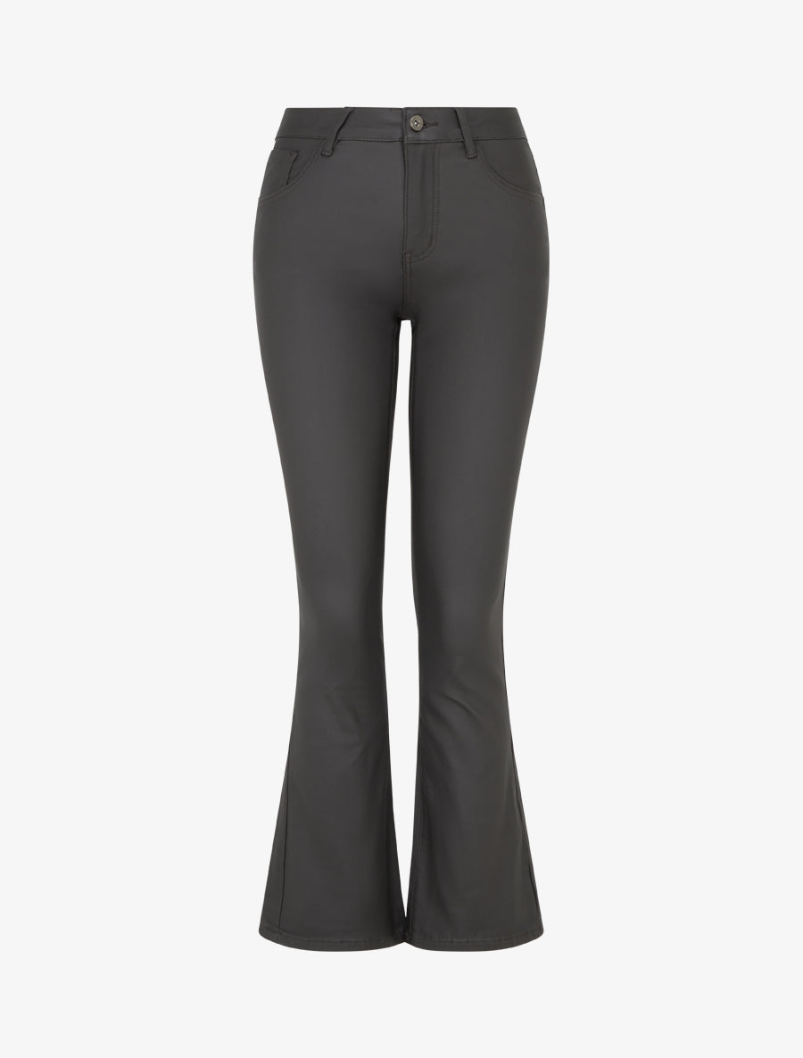 Pantalon flare enduit - Gris anthracite - 1
