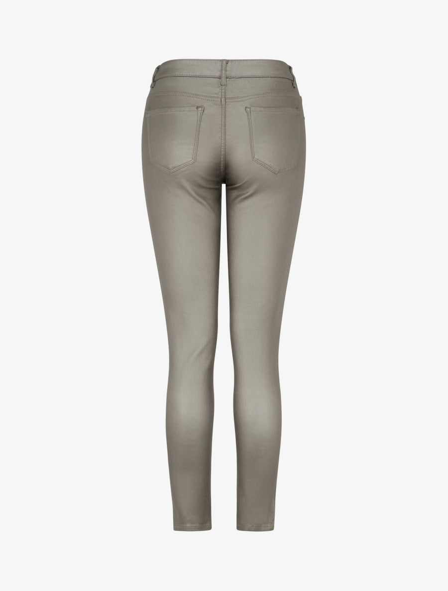 Pantalon slim en simili effet enduit - Or foncé - 2