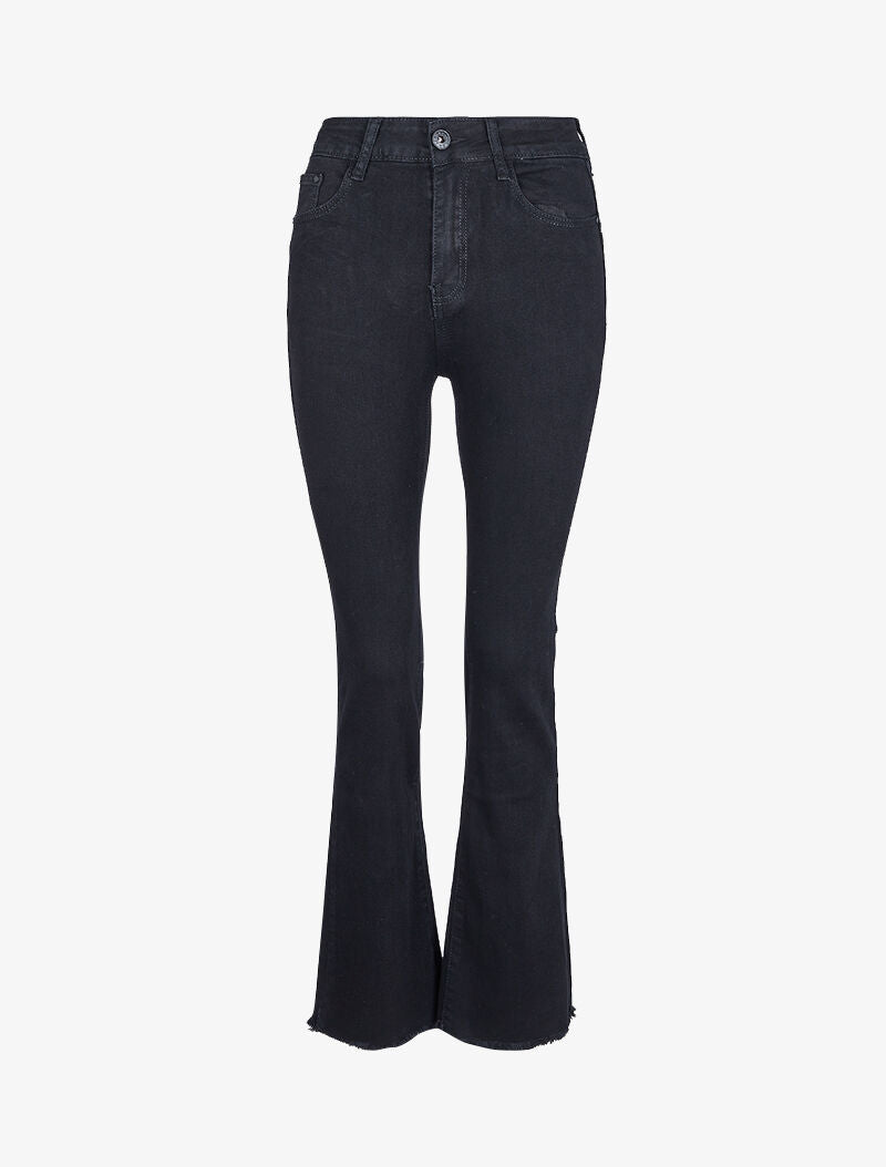 Jean bootcut à chevilles effilochées - Noir - 3