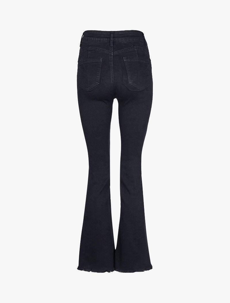 Jean bootcut à chevilles effilochées - Noir - 4