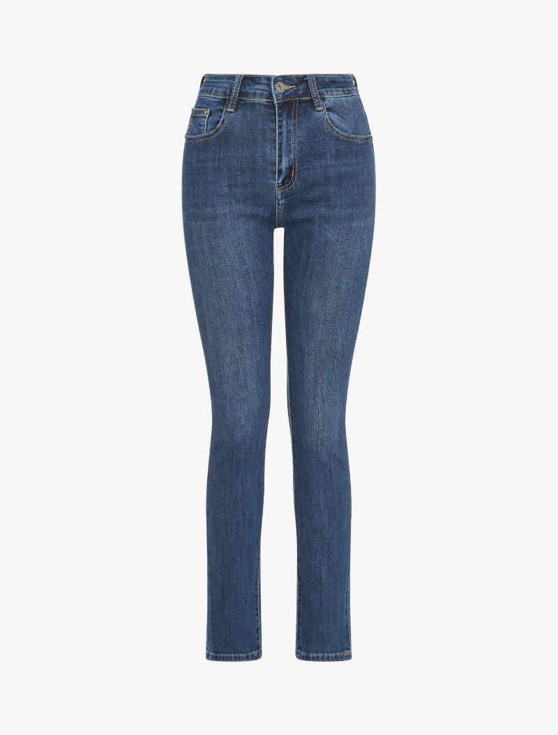 Jean taille standard délavé coupe droite - Bleu - 4