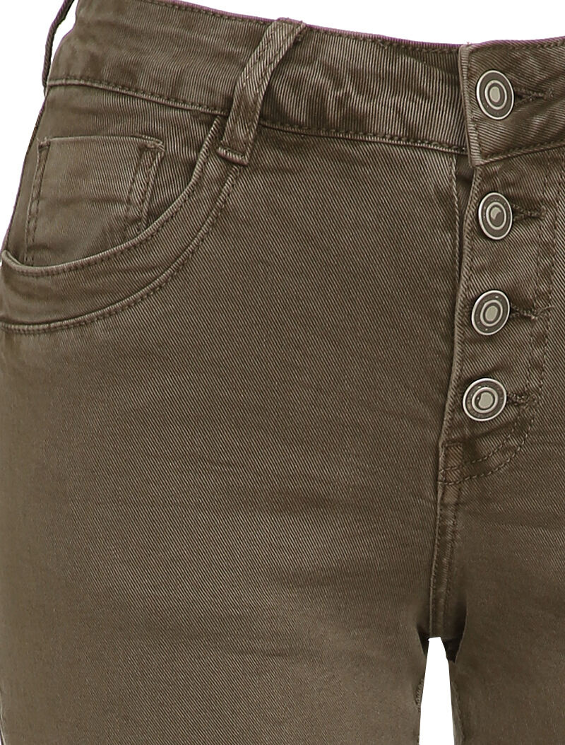 Jean slim à coutures en biais - Marron - 3