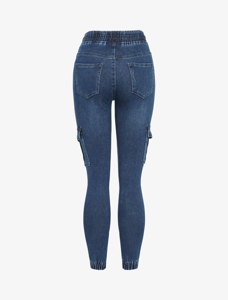 Jean slim style cargo - Bleu denim - 2