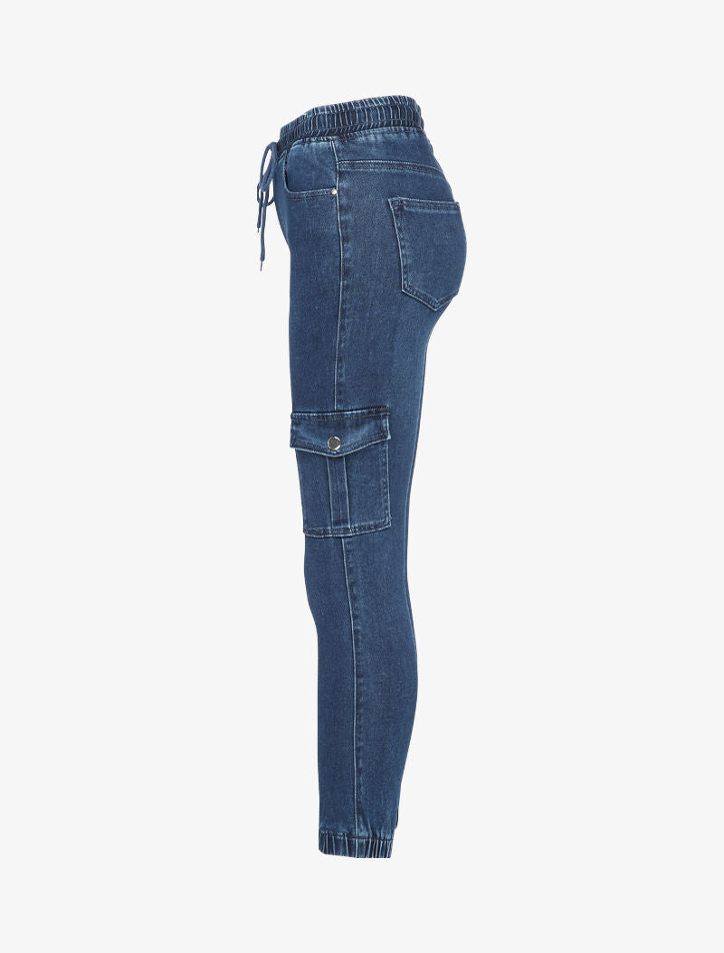 Jean slim style cargo - Bleu denim - 3