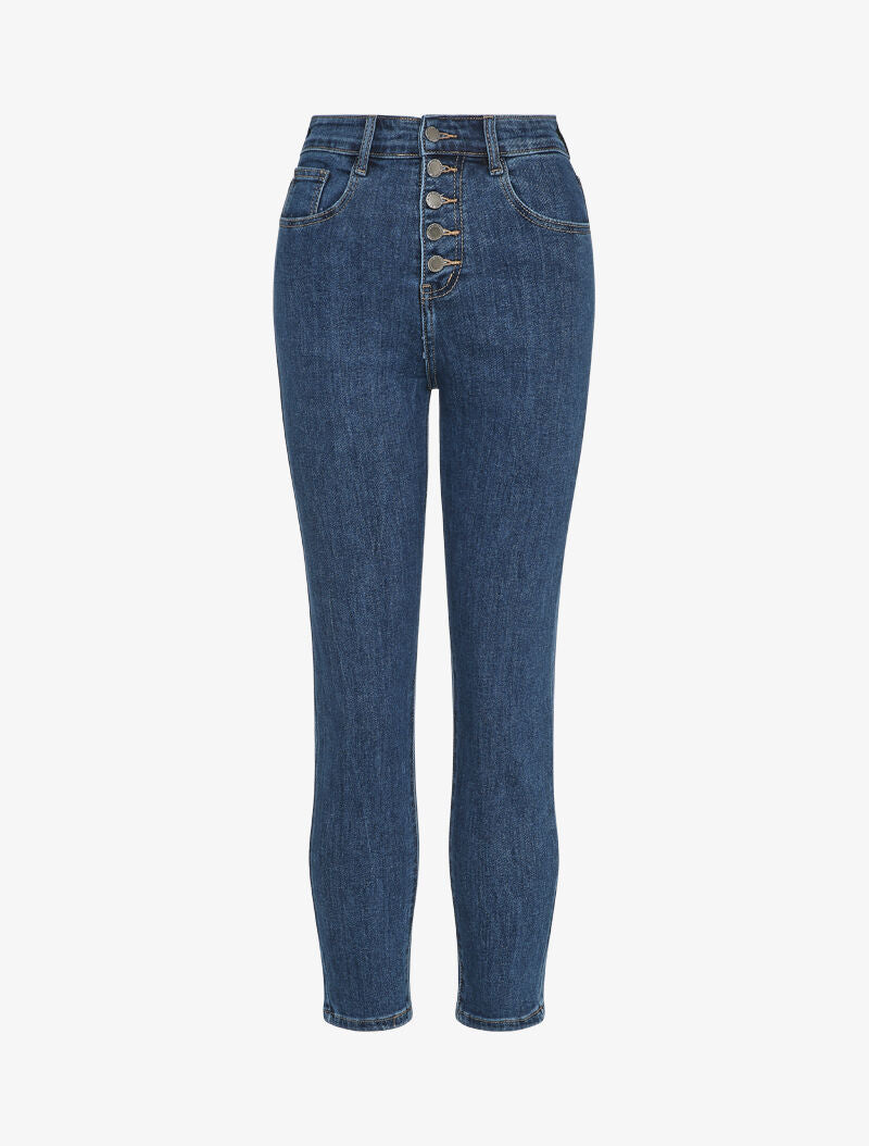 Jean mom à fermeture boutonnée - Bleu denim - 3