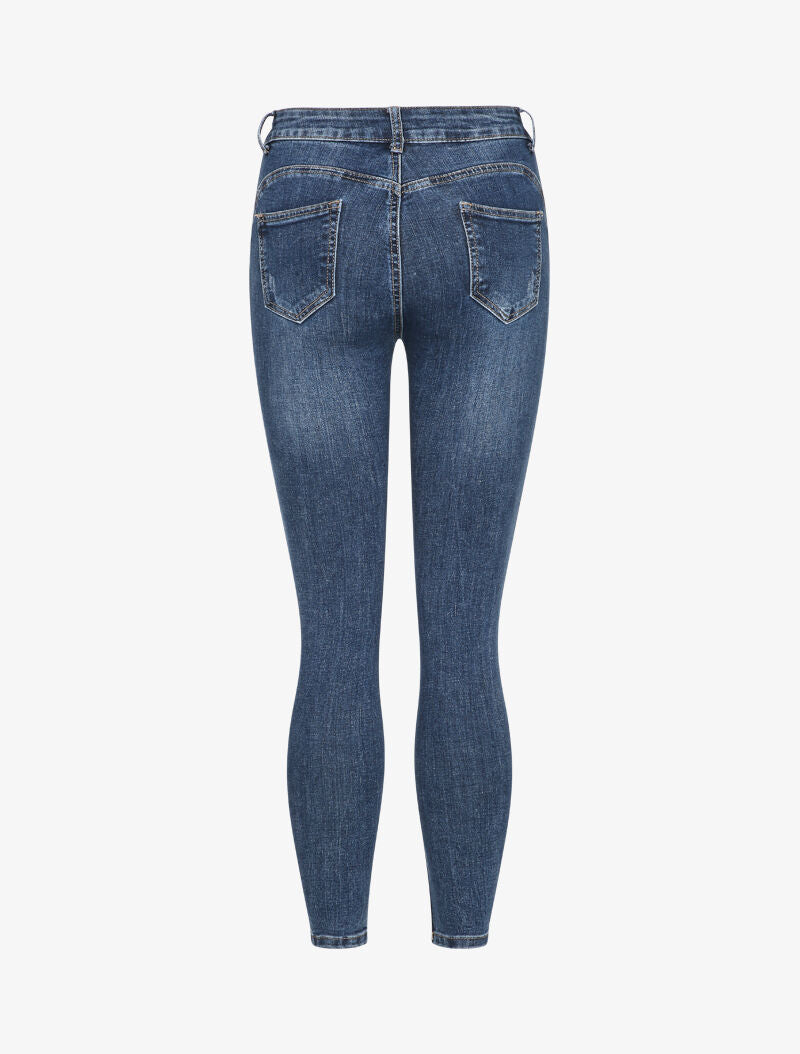 Jean ultra skinny à fines griffures - Bleu denim - 2