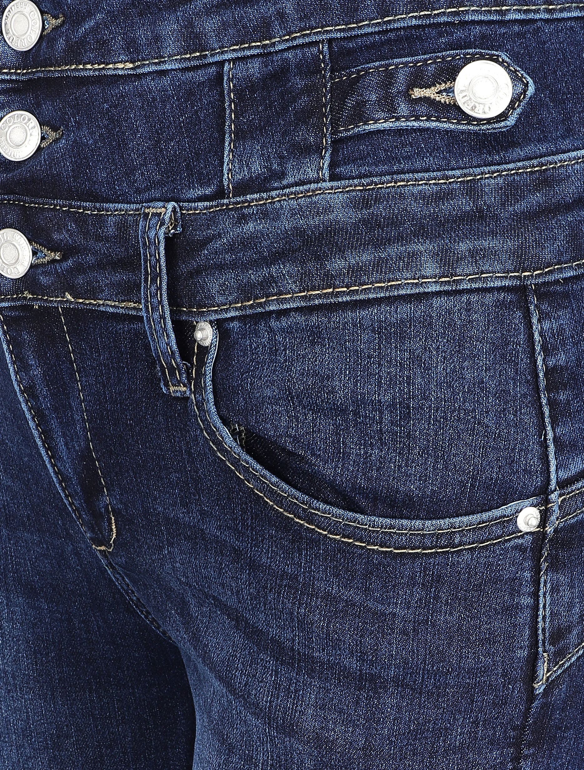 Jean skinny légèrement délavé à taille empire - Bleu denim - 3